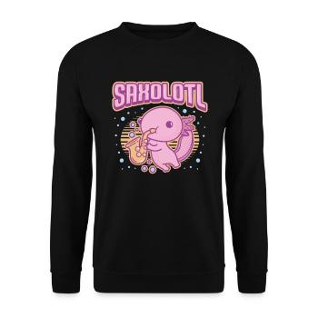 Saxolotl, Axolotl Spielt Saxophon. - Unisex Pullover - Schwarz - Vorne - Alina (178cm) & Michal (187cm)