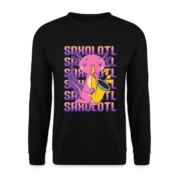 Saxolotl Axolotl Spielt Saxophon. - Unisex Pullover - Schwarz - Vorne - Alina (178cm) & Michal (187cm)
