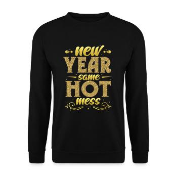 New Year - Same Chaos, Happy New Year. - Unisex Sweatshirt - black - Front - Alina (178cm) & Michal (187cm)