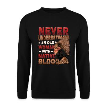 Vieilles femmes avec Native Blood Indian Native - Sweat-shirt Unisexe - noir - Devant - Alina (178cm) & Michal (187cm)
