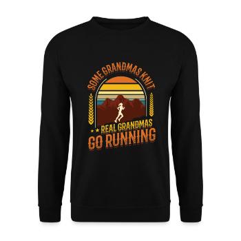 Real grandmas go running. - Unisex Sweatshirt - black - Front - Alina (178cm) & Michal (187cm)