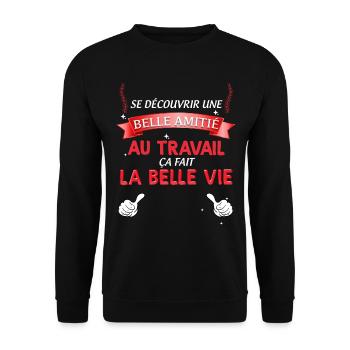 Travail Collègue Et Amitié Cadeau Homme Femme - Sweat-shirt Unisexe - noir - Devant - Alina (178cm) & Michal (187cm)