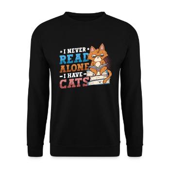 Bookworm reading books, cats. - Unisex Sweatshirt - black - Front - Alina (178cm) & Michal (187cm)