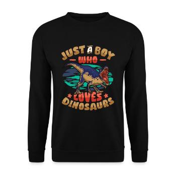 Just A Boy Who Loves Dinosaurs. Young Dinosaur - Unisex Sweatshirt - black - Front - Alina (178cm) & Michal (187cm)