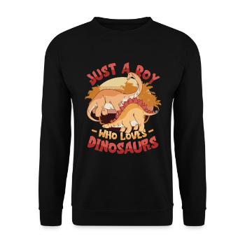 Just A Boy Who Loves Dinosaurs. Young Dinosaur - Unisex Sweatshirt - black - Front - Alina (178cm) & Michal (187cm)