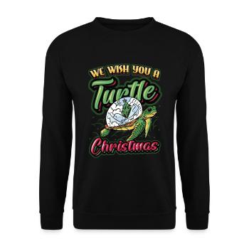 We wish you a Christmas rich in turtles. - Unisex Sweatshirt - black - Front - Alina (178cm) & Michal (187cm)