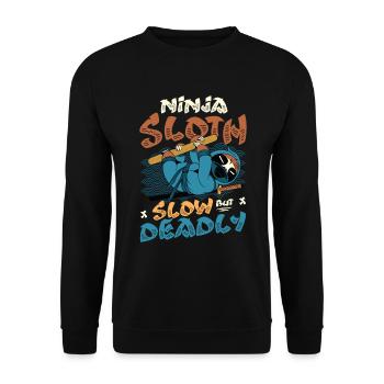 Ninja Sloth slow but deadly - Unisex Sweatshirt - black - Front - Alina (178cm) & Michal (187cm)