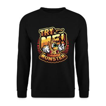 Essayez-moi! Le monstre aime la pizza - Sweat-shirt Unisexe - noir - Devant - Alina (178cm) & Michal (187cm)