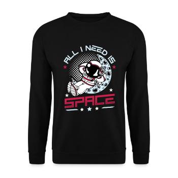 J’ai juste besoin d’espace, astronaute. - Sweat-shirt Unisexe - noir - Devant - Alina (178cm) & Michal (187cm)