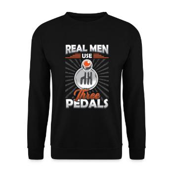 Echte Männer Benutzen Drei Pedale, Auto Schalten. - Unisex Pullover - Schwarz - Vorne - Alina (178cm) & Michal (187cm)