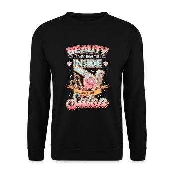 Schönheit Kommt Aus Dem Inneren Des Friseursalons - Unisex Pullover - Schwarz - Vorne - Alina (178cm) & Michal (187cm)