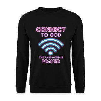 Verbunden Mit Gott, Passwort, Gebet. - Unisex Pullover - Schwarz - Vorne - Alina (178cm) & Michal (187cm)