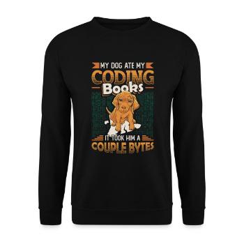 Dog Bytes Code Computer Joke Programming - Unisex Sweatshirt - black - Front - Alina (178cm) & Michal (187cm)
