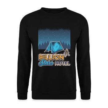 Billion Stars Hotel, Outdoor Camping. - Unisex Pullover - Schwarz - Vorne - Alina (178cm) & Michal (187cm)