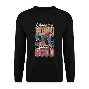 Chopping wood and looking good Woodworker - Unisex Sweatshirt - black - Front - Alina (178cm) & Michal (187cm)