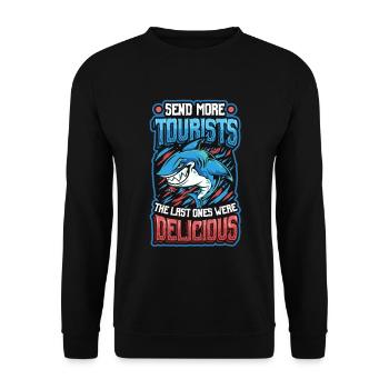 Schicken Sie Mehr Touristen - Unisex Pullover - Schwarz - Vorne - Alina (178cm) & Michal (187cm)
