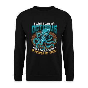 slap 8 people at once octopi funny octopus - Unisex Sweatshirt - black - Front - Alina (178cm) & Michal (187cm)