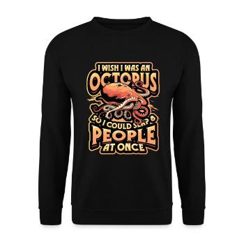 slap 8 people at once octopi funny octopus - Unisex Sweatshirt - black - Front - Alina (178cm) & Michal (187cm)