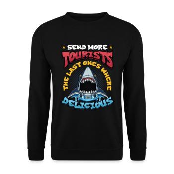 Schicken Sie Mehr Touristen - Unisex Pullover - Schwarz - Vorne - Alina (178cm) & Michal (187cm)