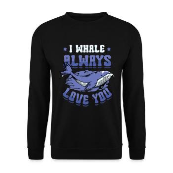 Ich Wal Liebe Dich Immer Blauwal - Unisex Pullover - Schwarz - Vorne - Alina (178cm) & Michal (187cm)