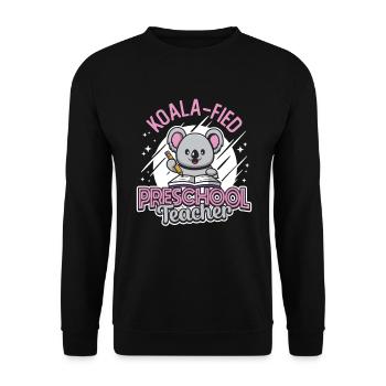 Koala-fied Koala Proud Preschool Teacher - Unisex Sweatshirt - black - Front - Alina (178cm) & Michal (187cm)