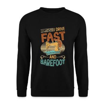 I drive fast and barefoot sewing machine Sewer - Unisex Sweatshirt - black - Front - Alina (178cm) & Michal (187cm)