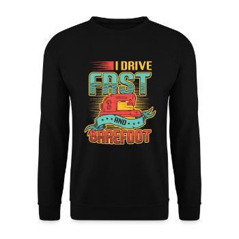 I drive fast and barefoot sewing machine Sewer - Unisex Sweatshirt - black - Front - Alina (178cm) & Michal (187cm)