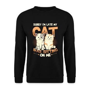 Sorry I'm late - Unisex Sweatshirt - black - Front - Alina (178cm) & Michal (187cm)