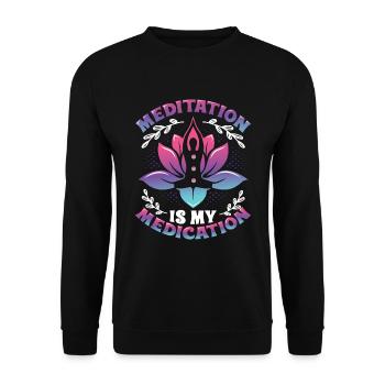 Meditation Ist Meine Medikation Kundalini Yoga - Unisex Pullover - Schwarz - Vorne - Alina (178cm) & Michal (187cm)