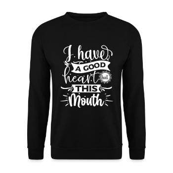 J’ai un bon cœur mais cette bouche - Sweat-shirt Unisexe - noir - Devant - Alina (178cm) & Michal (187cm)