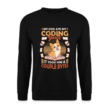 Dog Bytes Code Computer Joke Programming - Unisex Sweatshirt - black - Front - Alina (178cm) & Michal (187cm)