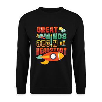 Great minds start with a head start, Abcd Teacher - Unisex Sweatshirt - black - Front - Alina (178cm) & Michal (187cm)