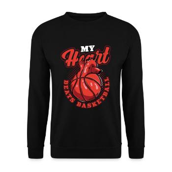My heart beats basketball player, basketball fan - Unisex Sweatshirt - black - Front - Alina (178cm) & Michal (187cm)