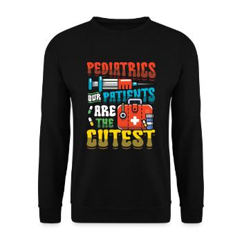 Pädiatrie Unsere Patienten Sind Die Süßesten - Unisex Pullover - Schwarz - Vorne - Alina (178cm) & Michal (187cm)