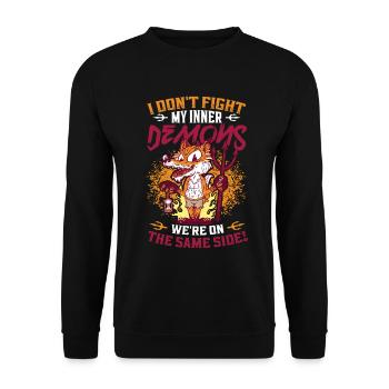 J’aime mes démons intérieurs, l’humour gothique. - Sweat-shirt Unisexe - noir - Devant - Alina (178cm) & Michal (187cm)