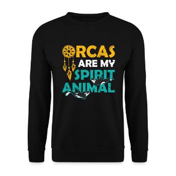 Der Orca Ist Mein Seelentier, Wal, Orca. - Unisex Pullover - Schwarz - Vorne - Alina (178cm) & Michal (187cm)