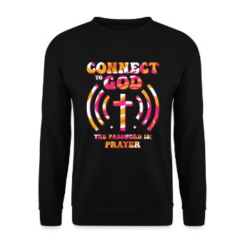 Verbunden Mit Gott, Passwort, Gebet. - Unisex Pullover - Schwarz - Vorne - Alina (178cm) & Michal (187cm)