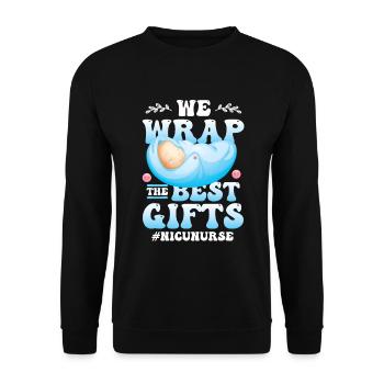 We wrap the best gifts - Unisex Sweatshirt - black - Front - Alina (178cm) & Michal (187cm)