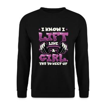 I know I'm lifting like a girl - Unisex Sweatshirt - black - Front - Alina (178cm) & Michal (187cm)