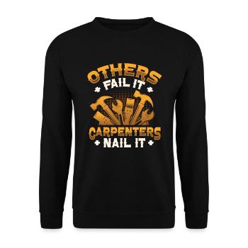 Andere Scheitern,Tischler Nageln, Holzbearbeitung - Unisex Pullover - Schwarz - Vorne - Alina (178cm) & Michal (187cm)