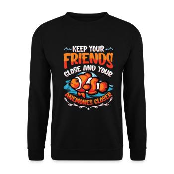 Funny pun clownfish anemones - Unisex Sweatshirt - black - Front - Alina (178cm) & Michal (187cm)