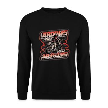 Brooms are for amateurs Halloween witch motorcycle - Unisex Sweatshirt - black - Front - Alina (178cm) & Michal (187cm)