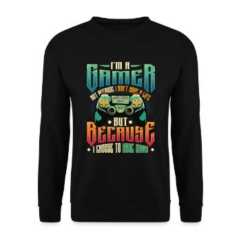 Gamers Have Many Lives Video Games Boys Play - Unisex Sweatshirt - black - Front - Alina (178cm) & Michal (187cm)