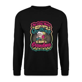 Nähen Quilter Oma Quilten - Unisex Pullover - Schwarz - Vorne - Alina (178cm) & Michal (187cm)