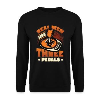 Echte Männer Verwenden Drei Pedale Auto Schalten - Unisex Pullover - Schwarz - Vorne - Alina (178cm) & Michal (187cm)