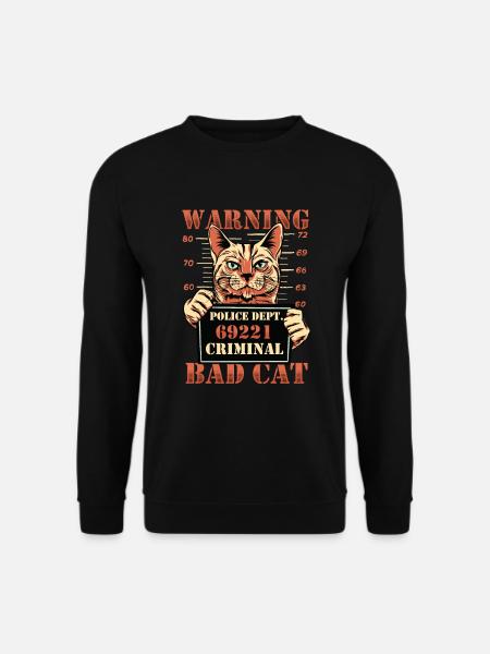Avertissement Bad Cat Mug Shot Cat - Sweat-shirt Unisexe - noir