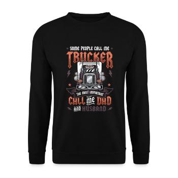 Trucker Husband Truck Driver Dad - Unisex Pullover - Schwarz - Vorne - Alina (178cm) & Michal (187cm)