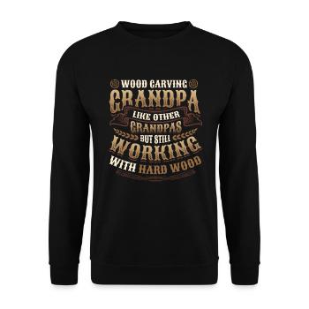 Sculpture sur bois Grand-père Charpentier Travail du bois - Sweat-shirt Unisexe - noir - Devant - Alina (178cm) & Michal (187cm)