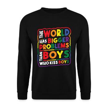 Bigger problems than guys kissing boys - Unisex Sweatshirt - black - Front - Alina (178cm) & Michal (187cm)