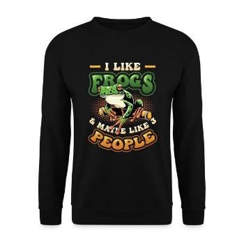 J’aime les grenouilles et peut-être 3 personnes - Sweat-shirt Unisexe - noir - Devant - Alina (178cm) & Michal (187cm)
